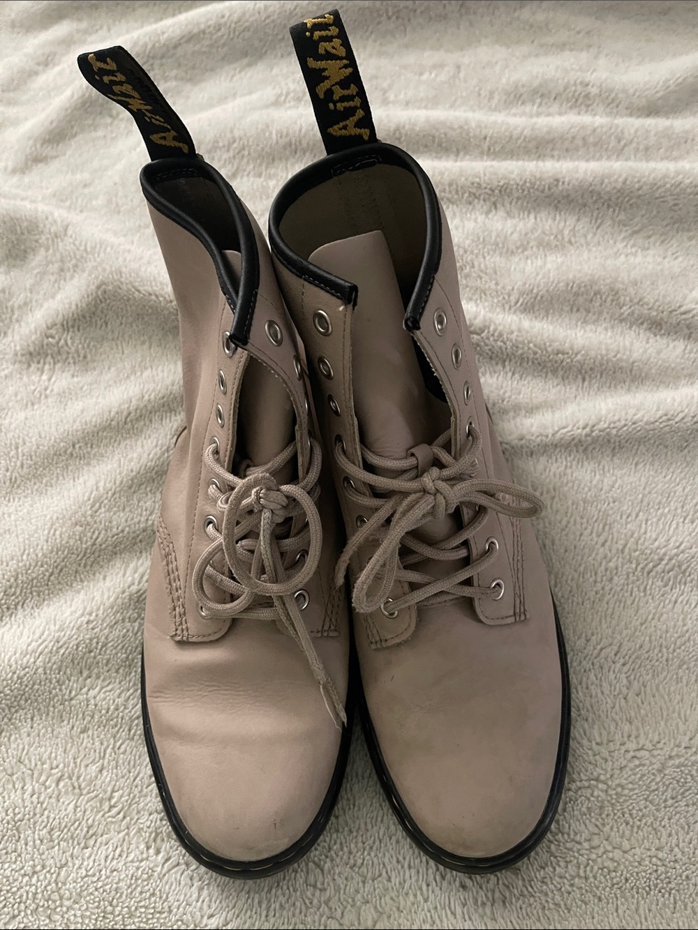 Dr. Martens Taupe Lace Up Leather Boots 9.5 10